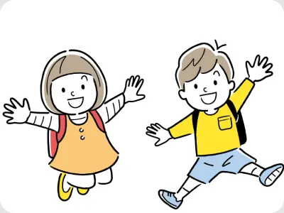 元気に登校する子どもたち