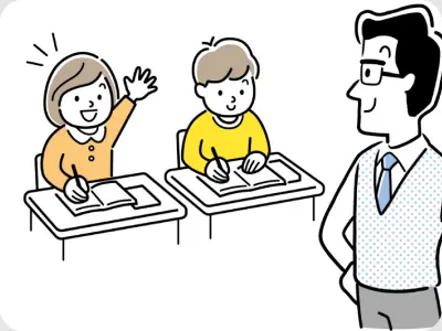 授業で手を挙げる子どもたち